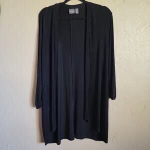 Traveler's by Chico's Women's XL Black Open Front Tunic Cardigan Sweater